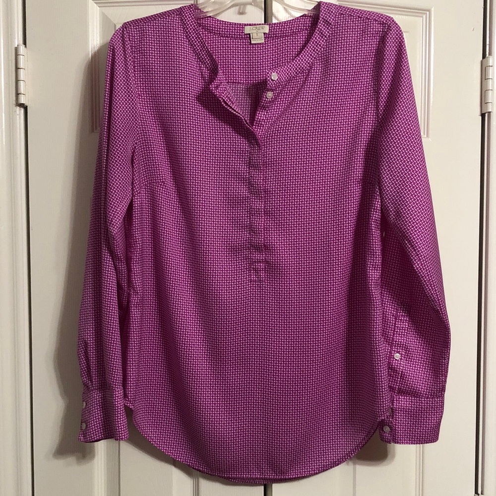J. Crew Women's Top in Rich Purple Size Small Long Sleeves